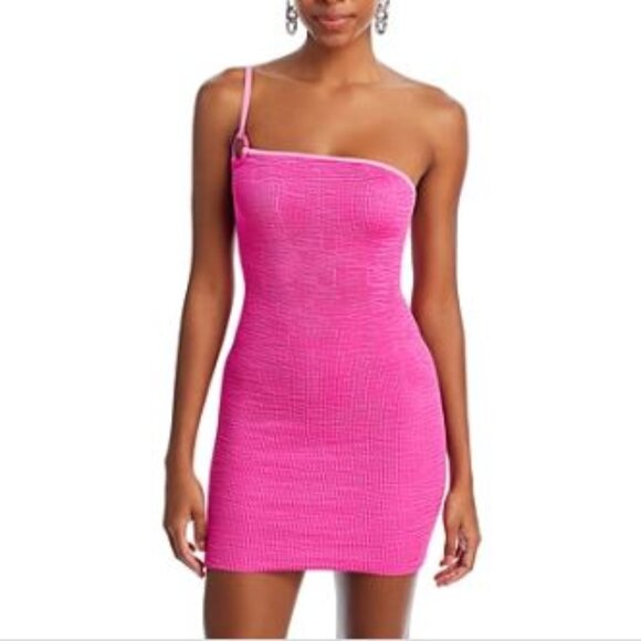 Cleonie Jindy One Shoulder Bodycon Party Mini Dress Size One Bright Pink - Picture 1 of 1